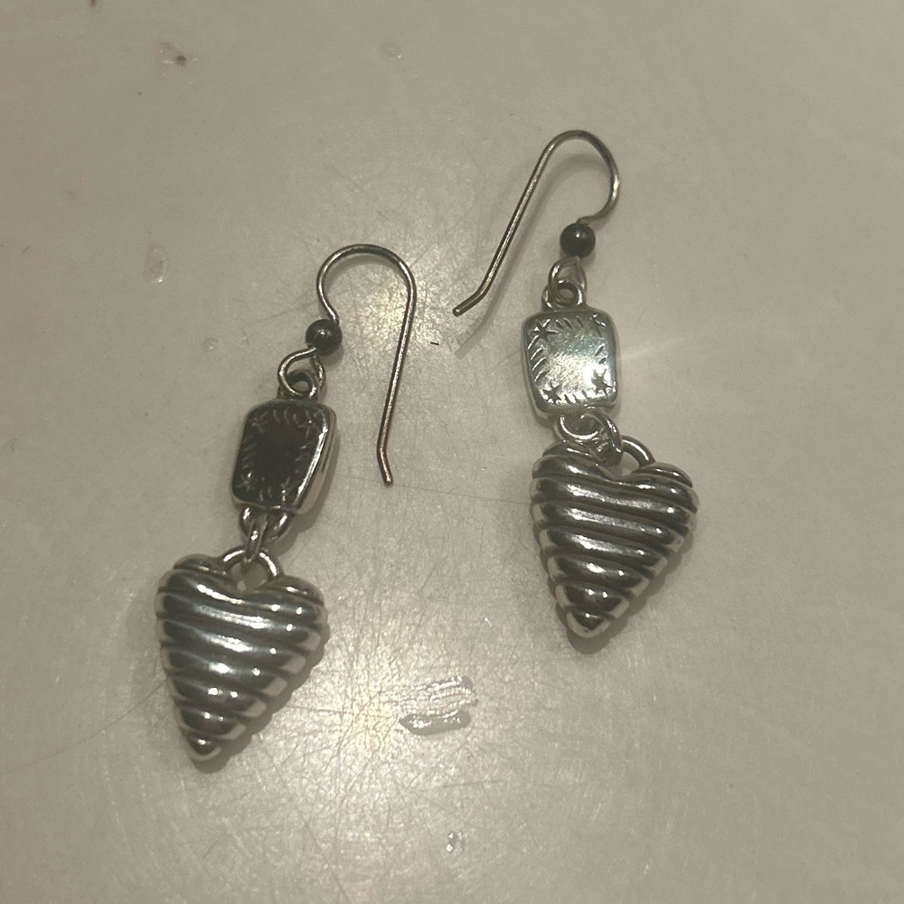 Brighton Silver Heart Drop Earrings
